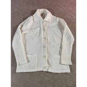 Vintage‎ Woodwards Acryclic Button Down Collared White Sweater Women’s M